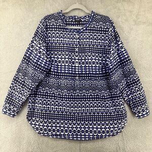 Talbots Popover Shirt Womens 1X Blue Abstract